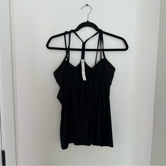 Lululemon Flow Y 2-in-1 Tank Top Solid Black Size 8 Women’s Built In Sports Bra - Picture 3 of 11
